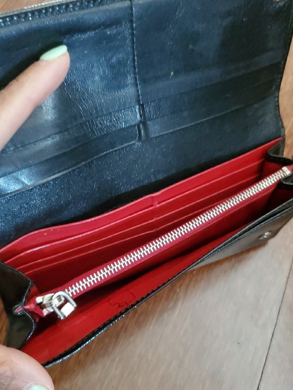 Prada Black Leather Studded Continental Wallet  W/red Lambskin Interior - Picture 2 of 10